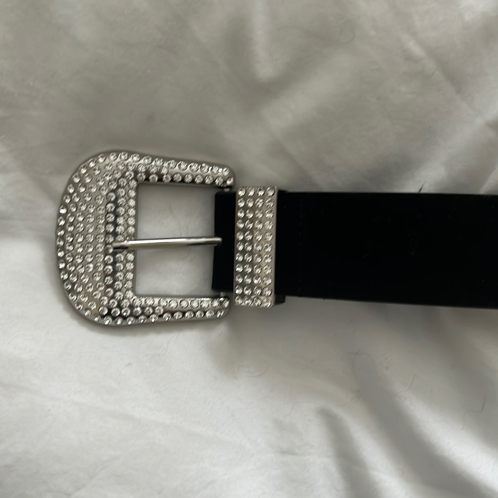 Black velvet and rhinestone Zara belt
